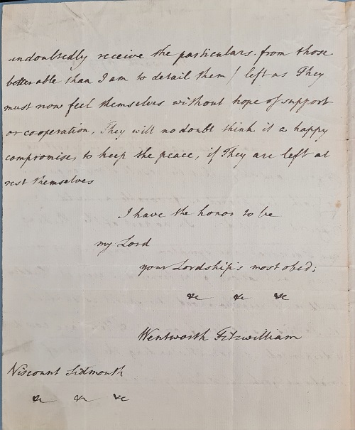 Letter from William Wentworth Fitzwilliam to Henry Addington, page 3