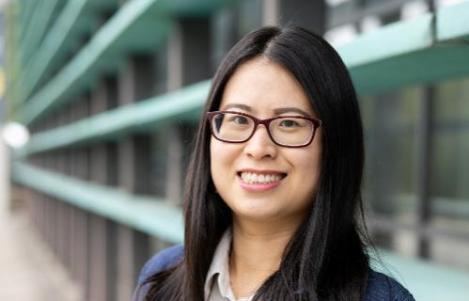 A woman wearing glasses