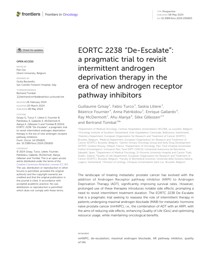 The first page of the article titled EORTC 2238 