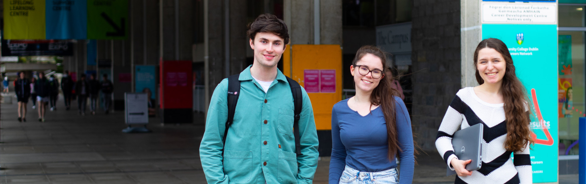 students outside the careers office on campus