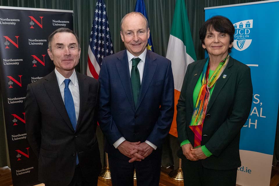 Northeastern Provost and Senior Vice President for Academic Affairs, David Madigan, Taoiseach Micheál Martin TD, and UCD President Professor Orla Feely