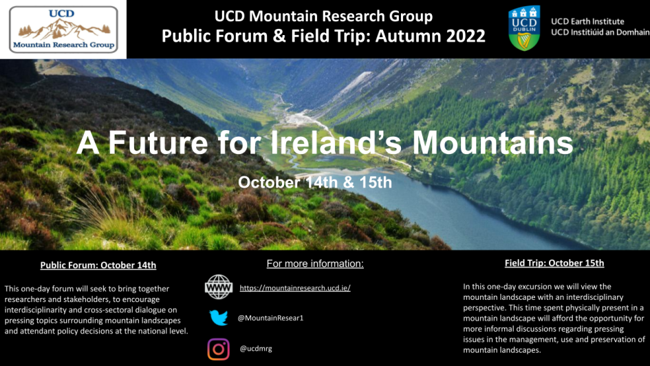 a poster for talks about the mountains of ireland