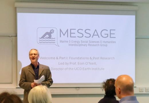 Eoin O'Neill presenting at the MESSAGE launch event, May 2024