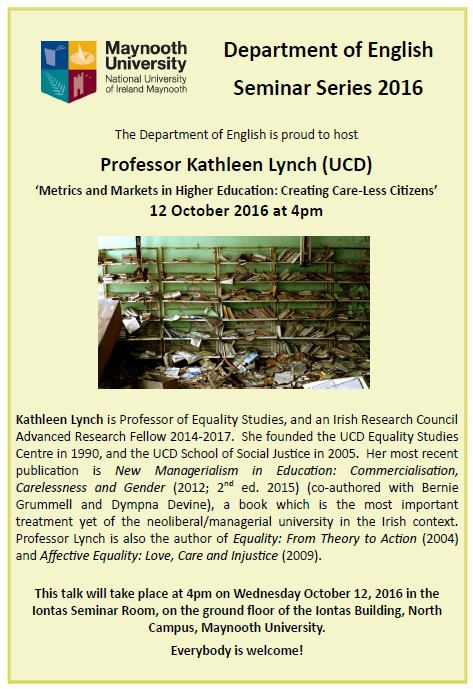 ‘Metrics and Markets in Higher Education: Creating Care-Less Citizens’