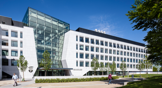 View of the front of the UCD O'Brien Centre for Science building on a sunny day