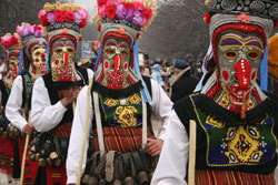 Bulgarian mummers at the Yambol festival, Bulgaria.