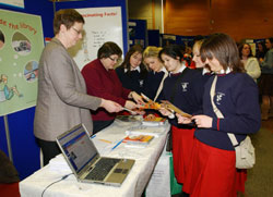 Cathy Coplan, Mary Flynn (Library) with Niamh Crawford, Nikita Ryan, Kirstin Keegan, Lynda Edwards and Lynsey Graham from St. Dominics in Cabra.