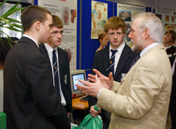 Adam Graine, Nick O'Connor, and Eoghan Donoghue (Clongowes College) with Dr. Shay Giles.