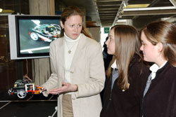 Dr. Rebecca Beck with Keelin Hughes & Aoife Leahy from Newbridge College in Kildare.