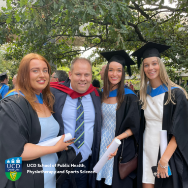 UCD lecturer and graduates on graduation day