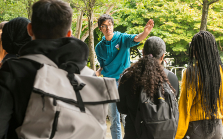 UCD Student Ambassador giving a tour of UCD