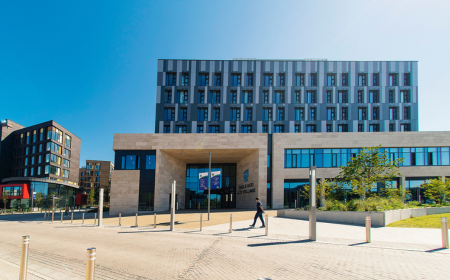 Outside of UCD Village on a sunny day