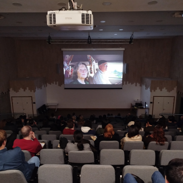 View of theatre during movie screening