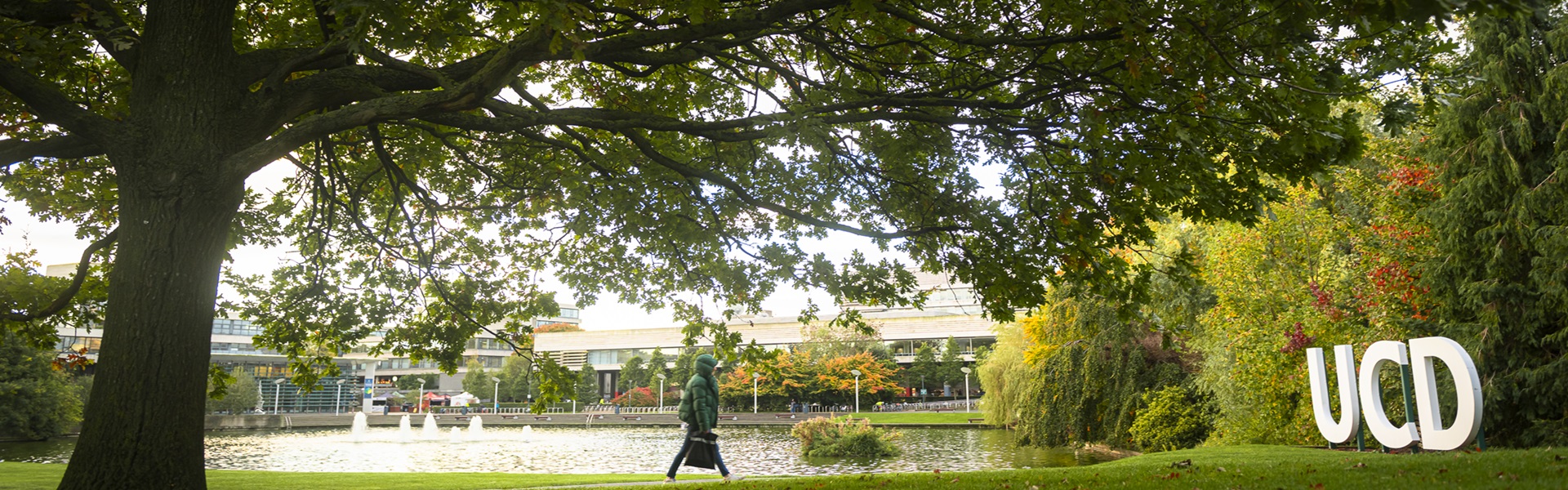 UCD sign beside the Belfield lake. Credit: Vincent Hoban.