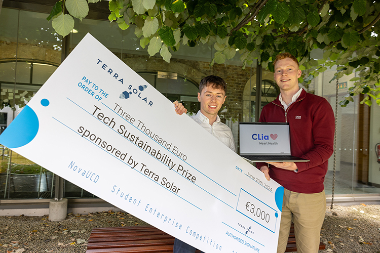 Clia won the €3,000 Tech Sustainability Prize sponsored by Terra Solar at the 2024 NovaUCD Student Enterprise Competition