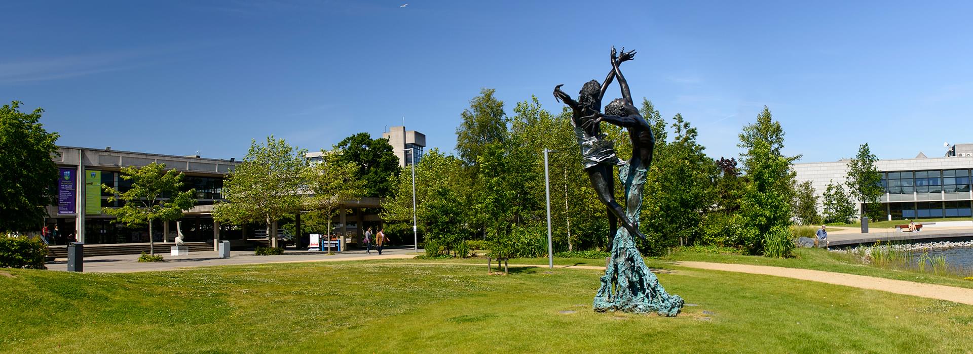 A sculpture by the upper lake on the UCD campus