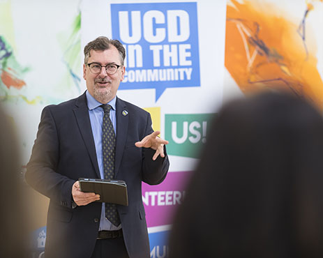 Professor Colin Scott speaking at the launch of the UCD Community Engagement Report