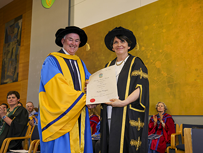 Dr Mike Magan receives his honorary Doctor of Science degree from UCD President, Professor Orla Feely