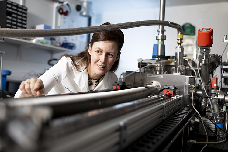 Dr Nicola Fletcher pictured working with the world’s first commercially available laboratory scale soft x-ray microscope at UCD Conway Institute of Biomolecular and Biomedical Research