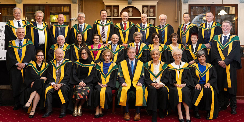 27 of the newly elected Members of the Royal Irish Academy, pictured with Professor Pat Guiry, President of the Royal Irish Academy