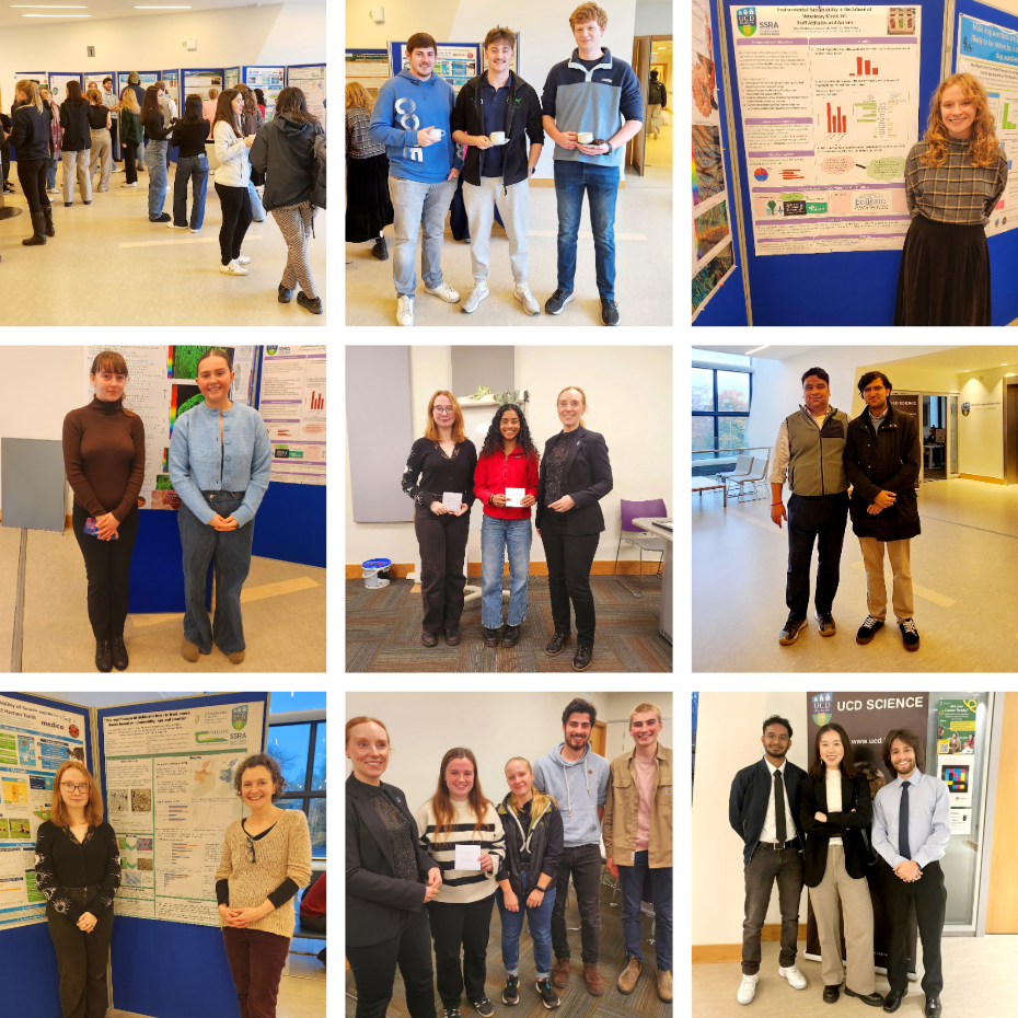 A collage of 9 photos of staff and students attending the School of Veterinary Medicine undergraduate research open day